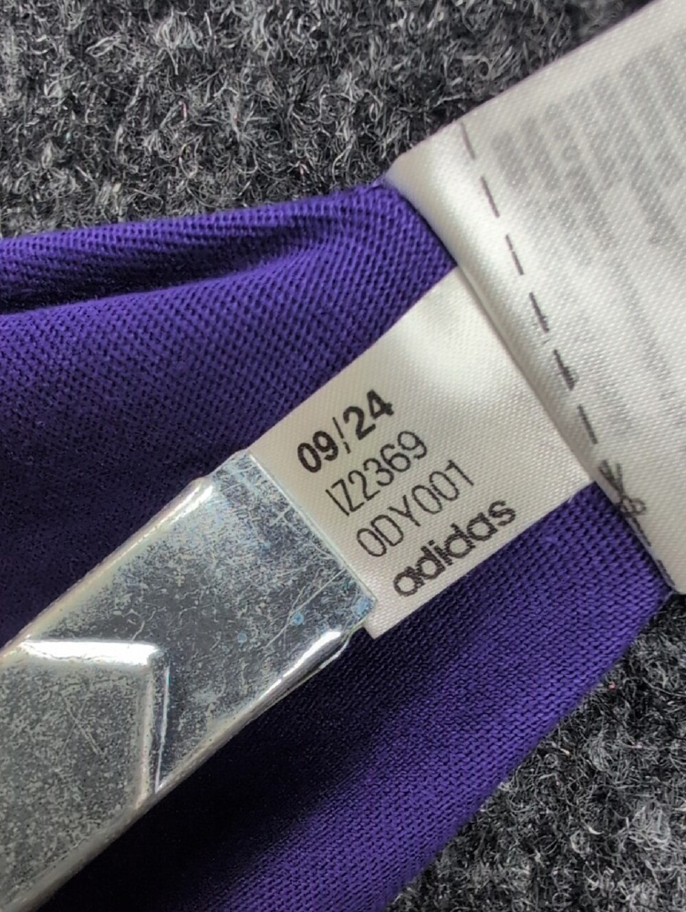 adidas Purple Short Sleeve Tee with White Three-Stripes - Picture 6 of 7